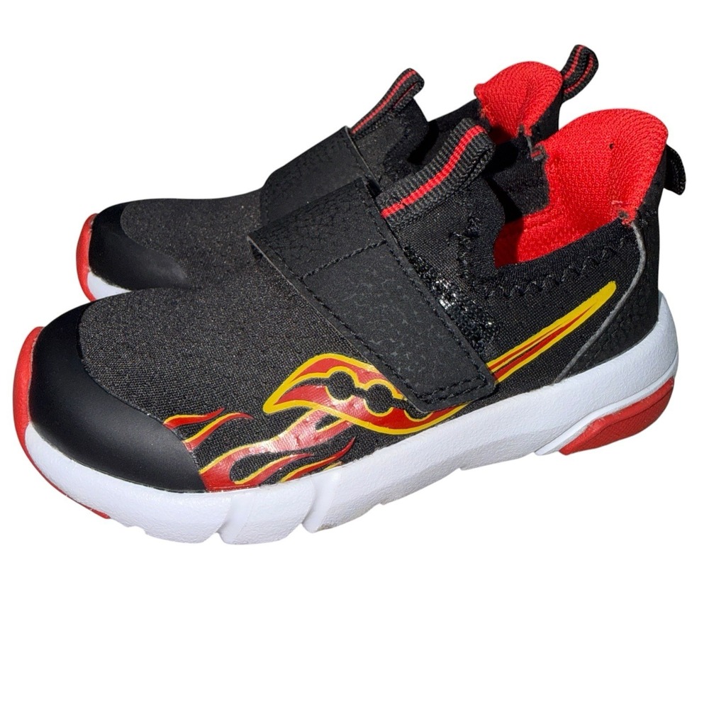 Saucony Kids Breeze Sport JR Toddler Size 7M Black Red Flame Walking Sneakers